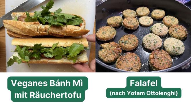 Rezepte aus 2023 mit dem niedrigsten geschätzten CO2-Fussabruck: Veganes Bánh Mì mit Räuchertofu und Falafel
