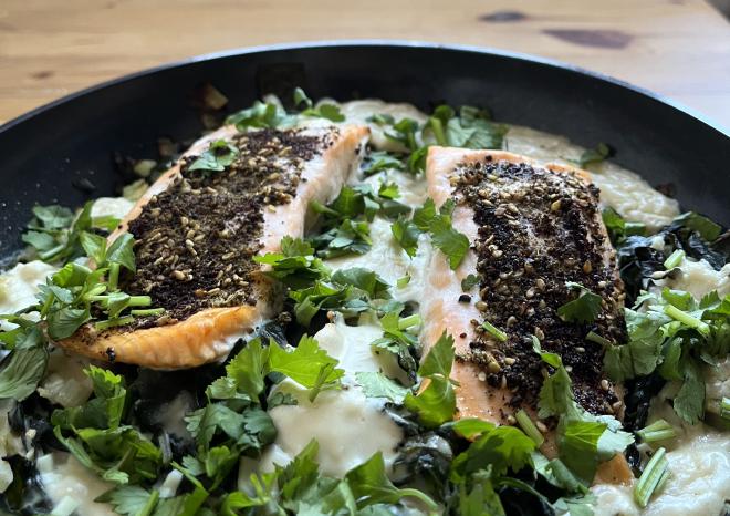 Lachs mit Za'atar und Tahina aus dem Ofen