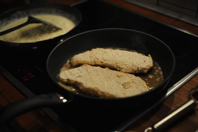 Schnitzel in der Pfanne